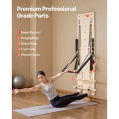 VEVOR Pilates reformer sprava za zid, javorovo drvo, opružna ploča, 1830x560x800 mm