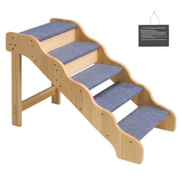 VEVOR Kućne stepenice za ljubimce 5 stepenica 91x43x63 cm smeđe