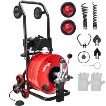VEVOR Stroj za čišćenje odvoda JR-7500 650x520x1045 mm 30m x 19mm prijenosni