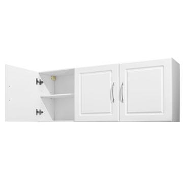 VEVOR Zidni ormarić s 2 razine, zidni viseći ormarić, 31.6x137.2x51.6 cm, bijeli