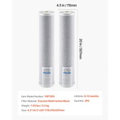 VEVOR Zamjenska patrone za vodeni filter 11x51 cm, pakiranje od 2 komada