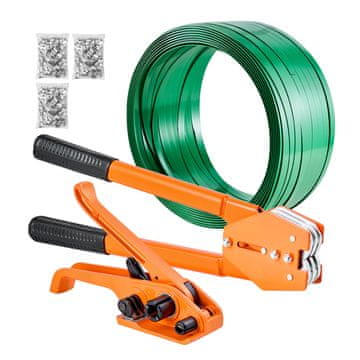 VEVOR Set za vezivanje Ručni teški uređaj za zaptivanje traka s 305 m PET trakom 255x150x65 mm Narančasti