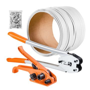 VEVOR Set za vezivanje Ručni teški uređaj za zaptivanje traka s 100 m PP trakom 255x150x65 mm narančasti