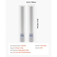 VEVOR Zamjenska kertridž za vodeni filter 11x51 cm, polipropilen, bijela