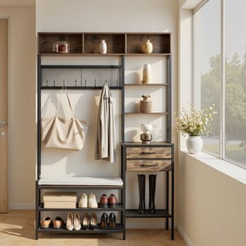 VEVOR Stalak za kapute 1200x400x1800 mm s klupom za cipele i ladicama za pohranu