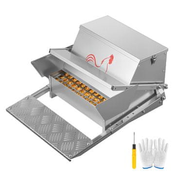 VEVOR Automatski hranilica za piliće s pedalom 48-54x42.5x28 cm srebrna