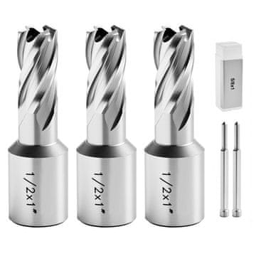 VEVOR Set kružnih rezača 5 komada, dubina rezanja 25.4 mm, dimenzije 12.7x15.87x25.4 mm, metal