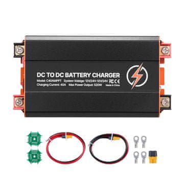 VEVOR DC na DC punjač baterija 520W 40A 12V/24V MPPT dvostruki ulaz za LiFePO4 i olovne baterije
