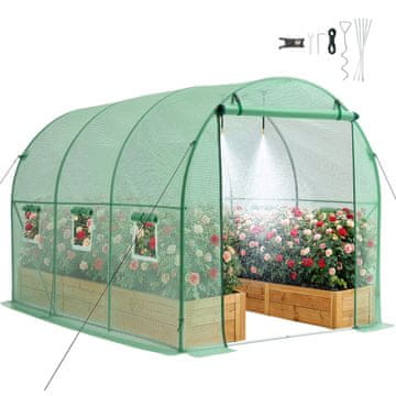 VEVOR Staklenik Tunel 2.93x1.97x1.94 m Zelen