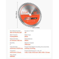 VEVOR Kružna pila list 185x1.8x15.875 mm rezanje metala srebrni