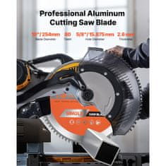 VEVOR Kružna pila list 254x2.6x15.875 mm 80 zubi rezanje aluminija srebrni