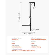 VEVOR Igraći stalak 2540x1050x110 mm Crni