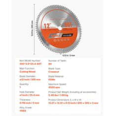 VEVOR Kružna pila list 305x305x3 mm za rezanje drva