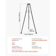 VEVOR Igračka dizalica trokutasta 1300x1100x2750 mm Crna