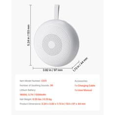 VEVOR Zvukovni uređaj 30 umirujućih zvukova za spavanje 133x97x44 mm Bijeli šum