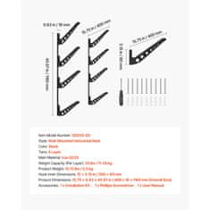 VEVOR Držač za daske za surfanje na zid, 4 razine, 400x16x1160 mm, crni