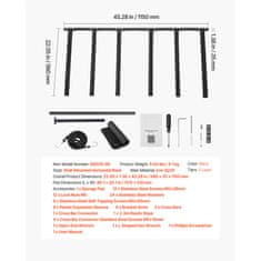 VEVOR Držač za daske za surfanje, 5 razina, vertikalni zidni nosač, 560x35x1150 mm, crni