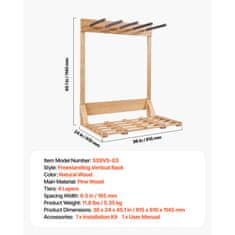 VEVOR Držač za daske za surfanje SSSVS-03 91.5x61x114.5 cm prirodno drvo
