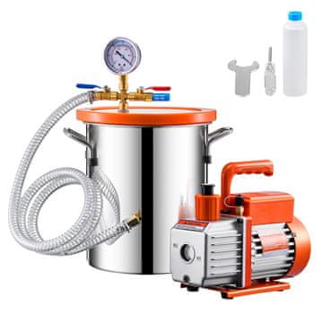 VEVOR Set vakuumske komore i pumpe 11 L 275x120x225 mm nehrđajući čelik