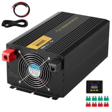 VEVOR Inverter snage čiste sinusne valne forme 3000 W DC 24V na AC 230V 40.6x20.5x14.7 cm