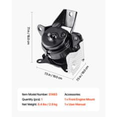 VEVOR Nosac motora lijevi prednji 190x190x180 mm crni