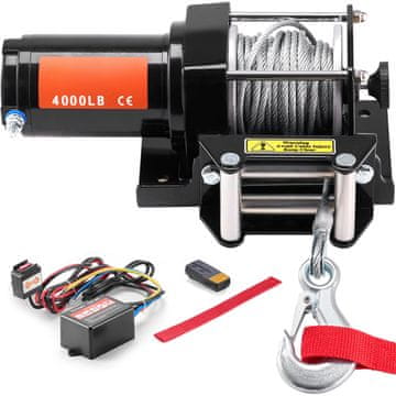 VEVOR Električna vitla 1814.4 kg čelični kabel 28.5x10.2x10.5 cm daljinski upravljač