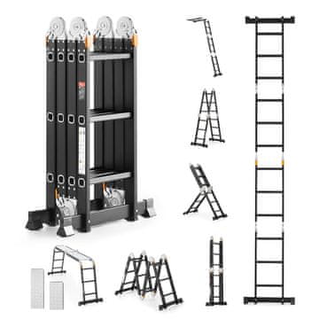 VEVOR Sklopiva ljestve 7 u 1, produžna ljestve s platformom za skelu, 1170x608x1730 mm