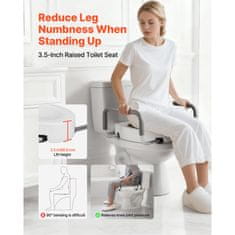 VEVOR Povišeno sjedalo za WC s naslonima 560x499x245 mm bijelo