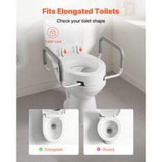VEVOR Povišeno sjedalo za WC s naslonima 560x499x245 mm bijelo
