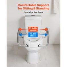 VEVOR Povišeno sjedalo za WC s naslonima 560x499x245 mm bijelo
