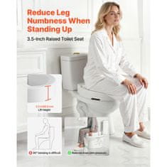 VEVOR Povišeno sjedalo za WC 360x490x90 mm Bijelo