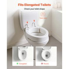 VEVOR Povišeno sjedalo za WC 360x490x90 mm Bijelo