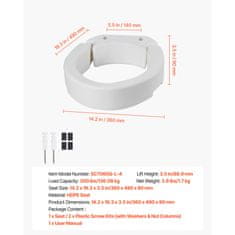 VEVOR Povišeno sjedalo za WC 360x490x90 mm Bijelo