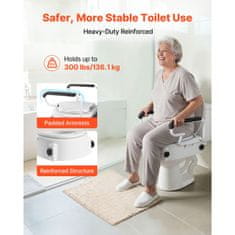 VEVOR Povišeno sjedalo za WC 560x485x375 mm podesive visine s naslonima za ruke
