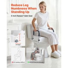 VEVOR Povišeno sjedalo za WC 535x450x330 mm Bijelo