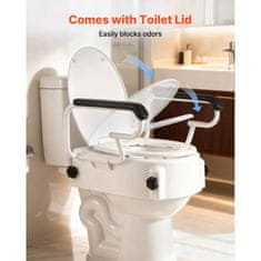 VEVOR Povišeno sjedalo za WC 560x485x375 mm podesive visine s naslonima za ruke