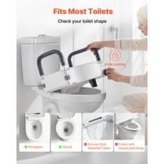 VEVOR Povišeno sjedalo za WC 535x450x330 mm Bijelo