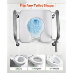 VEVOR Povišeno sjedalo za WC podesive visine i širine 420x420x40 mm, obloženo, bijelo