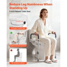 VEVOR Povišeno sjedalo za WC s naslonima 435x395x180 mm bijelo