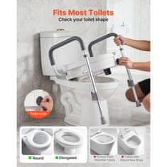 VEVOR Povišeno sjedalo za WC s naslonima 435x395x180 mm bijelo