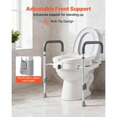 VEVOR Povišeno sjedalo za WC s naslonima 435x395x180 mm bijelo