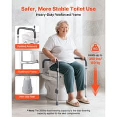 VEVOR Povišeno sjedalo za WC s naslonima 435x395x180 mm bijelo