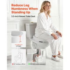 VEVOR Povišeno sjedalo za WC 345x435x90 mm Bijelo