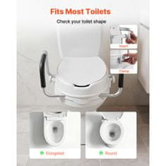 VEVOR Povišeno sjedalo za WC s naslonima 518x410x255 mm Bijelo