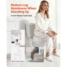 VEVOR Povišeno sjedalo za WC 424x416x180 mm Bijelo