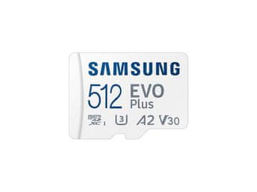 Samsung EVO Plus memorijska kartica, micro SDXC, 512 GB, 160 MB/s, U3, V30, A2, UHS-I, s adapterom