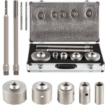 VEVOR Set kruna za bušenje 30x40x65x80x100 mm, spojna šipka 300 mm, spremnik