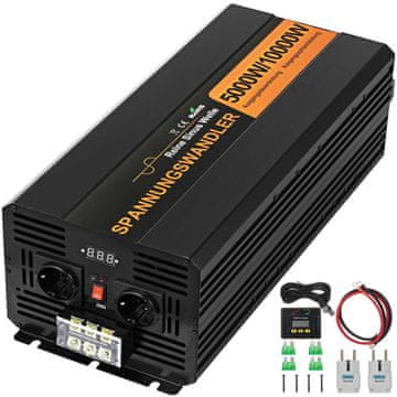 VEVOR Inverter snage čiste sinusne valne forme 5000W 24V DC na 230V AC 50Hz Crni