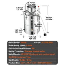 VEVOR Destilator vode za eterična ulja 49.2L 42.4x42.4x84 cm