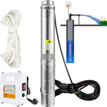 VEVOR Potopna pumpa za duboke bunare 4SDM8/9 10.2 cm 20 m kabel Nehrđajući čelik